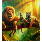 Wilde Katzen Duschvorhang (Vorderseite)