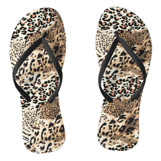 Wilde Katzen Modernes Tierleopard-Druckmuster Badesandalen (Fußbett)