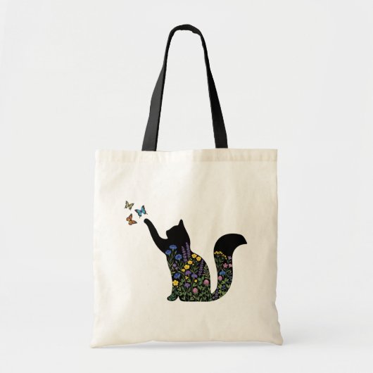 Wilde Katzen-Silhouette Schmetterling Tragetasche (Vorne)