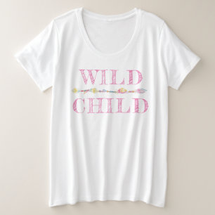 Wilde Kinderfedern und Perlen bohrosa Slogan tee