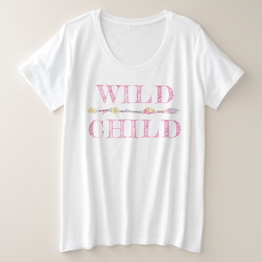 Wilde Kinderfedern und Perlen bohrosa Slogan tee (Design vorne)