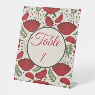 Wilde Klatschmohn-Tischnummer Sockelschild
