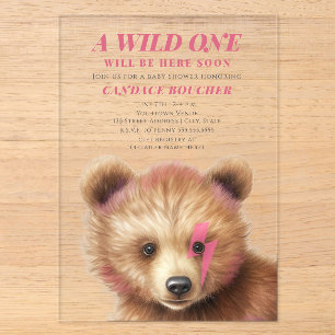 Wilde kleine Blitze rosa Babyparty Acryleinladungen