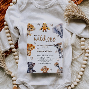 Wilde kleine Tiere Moderne einfache Babyparty für Einladung