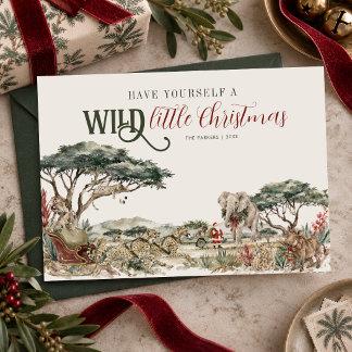 Wilde kleine Weihnachts-Safari-Grußkarte Feiertagskarte