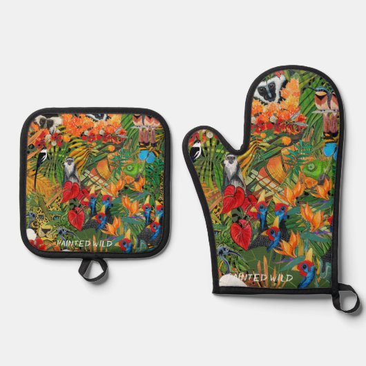 Wilde Kreation  Ofenhandschuh & Topflappen-Set (Vorderseite)