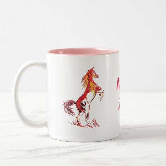 Wilde Kunst, Rotes Pferd Zweifarbige Tasse (Links)