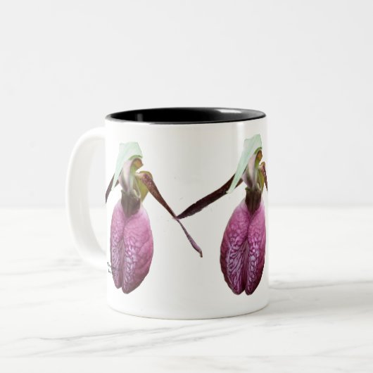 Wilde Lady Slipper Blume Foto Kaffee Tasse (Vorderseite Links)