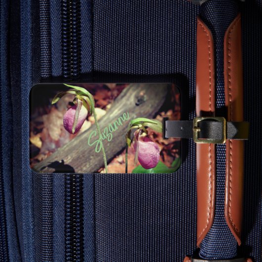 Wilde Lady Slipper Orchid-Blume Personalisiert Gepäckanhänger (Vorderseite Insitu 4)