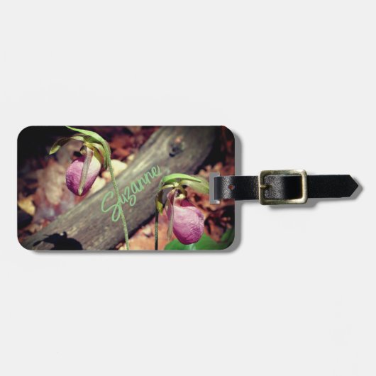 Wilde Lady Slipper Orchid-Blume Personalisiert Gepäckanhänger (Vorderseite horizontal)