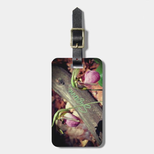 Wilde Lady Slipper Orchid-Blume Personalisiert Gepäckanhänger (Vorderseite vertikal)