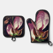 Wilde Lady Slipper Orchid-Blume Personalisiert Ofenhandschuh & Topflappen-Set (Vorderseite)