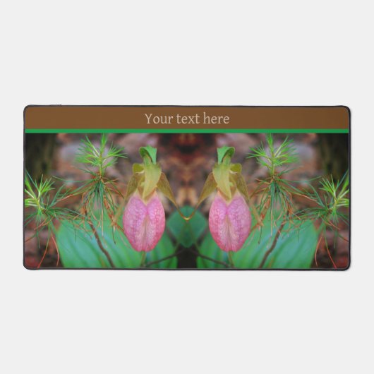 Wilde Lady Slipper Orchid Evergreens Personalisier Schreibtischunterlage (Vorderseite)