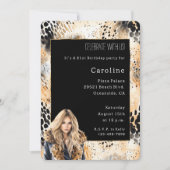 Wilde Leopard Blond weibliche Coat Animal Birthday Einladung (Vorderseite)