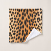 Wilde Leopard Energie – Kühne Tierprintmode Badhandtuch Set (Waschlappen)