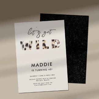 Wilde Leopard Pelzbriefe Elegant 40. Geburtstag Einladung