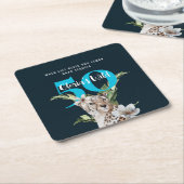 Wilde Leopard Tiere Blue Milestone Geburtstag Rechteckiger Pappuntersetzer (angewinkelt)