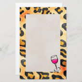 Wilde Leoparden Muster mit Weinglas Briefpapier (Vorne/Hinten)