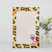 Wilde Leoparden Muster mit Weinglas Briefpapier (Stehend Vorderseite)