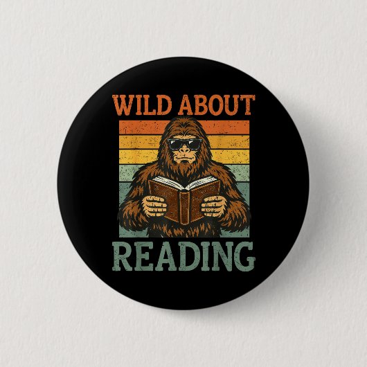 Wilde Leselust Lustiger Bigfoot-Buchliebhaber Button (Vorderseite)