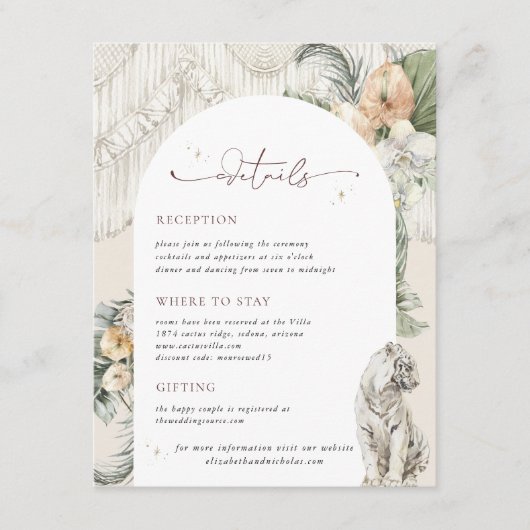 Wilde Liebe | Boho Macrame Grüne Details Begleitkarte (Vorderseite)