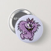 Wilde lila Cartoon-Katze Button (Vorne & Hinten)