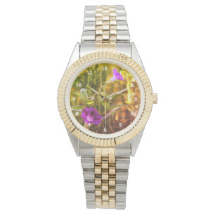 Wilde Lila Morning Glory Blume Abstrakt Armbanduhr
