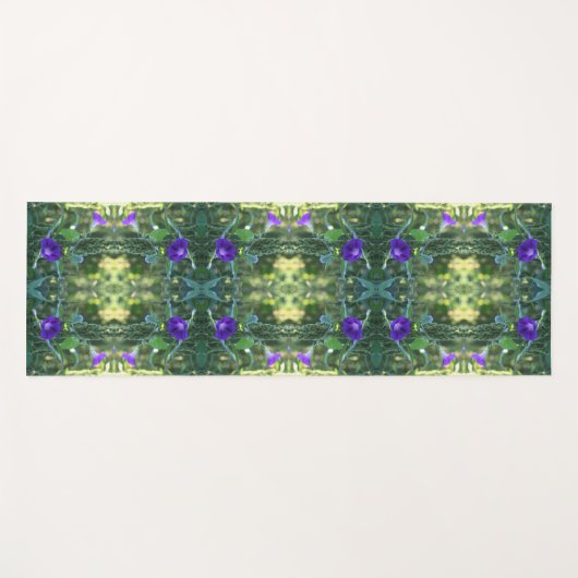 Wilde Lila Morning Glory Blume Abstrakt Yogamatte (Vorderseite (Horizontal))