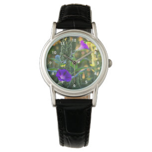 Wilde Lila Morning Glory Blume Armbanduhr