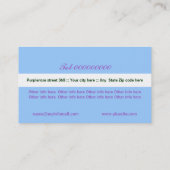 Wilde lila Rose, blaue, weiße Blumenkarte Visitenkarte (Rückseite)