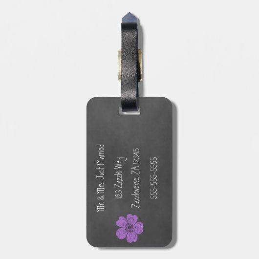 Wilde Lila Rose Chalkboard Gepäckanhänger (Rückseite vertikal)