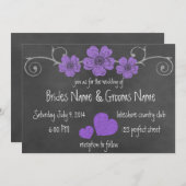 Wilde Lila Rose Chalkboard Hochzeit Einladung (Vorne/Hinten)