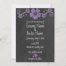 Wilde Lila Rose Chalkboard Hochzeit Einladung