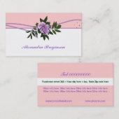 Wilde lila Rose rosa, weiße Blumenkarte Visitenkarte (Vorne/Hinten)