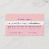 Wilde lila Rose rosa, weiße Blumenkarte Visitenkarte (Rückseite)