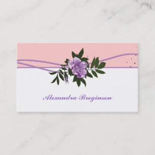 Wilde lila Rose rosa, weiße Blumenkarte Visitenkarte