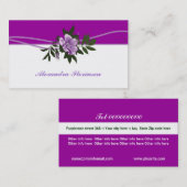 Wilde lila Rose, weiße Blumenkarte Visitenkarte (Vorne/Hinten)