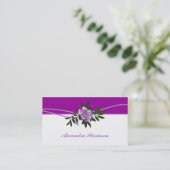 Wilde lila Rose, weiße Blumenkarte Visitenkarte (Stehend Vorderseite)