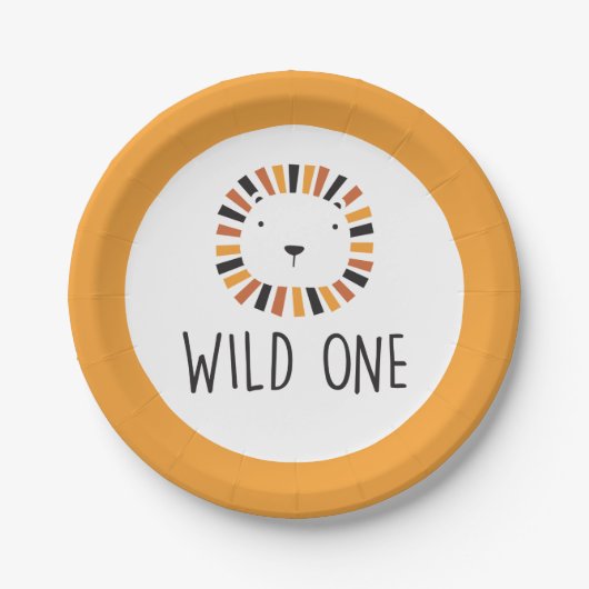 Wilde Löwe erste Geburtstags-Papierplatten Pappteller (Vorderseite)