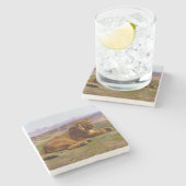 Wilde Löwen im Masai Mara Steinuntersetzer (Seitenansicht)