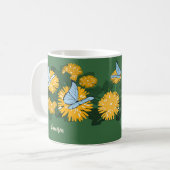 Wilde Löwenzahn & Schmetterlinge Gelb Grün Kaffeetasse (Vorderseite Links)