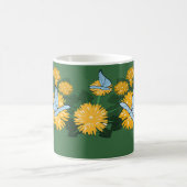 Wilde Löwenzahn & Schmetterlinge Gelb Grün Kaffeetasse (Mittel)