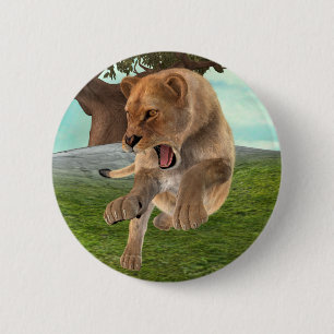 Wilde Löwin Dschungel-Abenteuer-Kunst Button