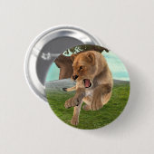 Wilde Löwin Dschungel-Abenteuer-Kunst Button (Vorne & Hinten)