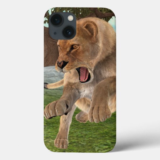 Wilde Löwin Dschungel-Abenteuer-Kunst Case-Mate iPhone Hülle (Rückseite)