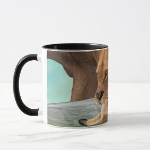 Wilde Löwin Dschungel-Abenteuer-Kunst Tasse