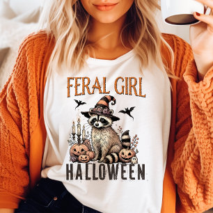 Wilde Mädchen Halloween Vintage Waschbär T-Shirt