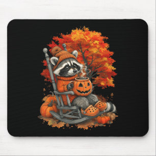 Wilde Mädchen Herbst Waschbär Halloween Kürbis Was Mousepad