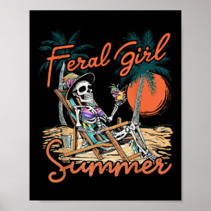Wilde Mädchen Sommer Lustiges Meme Skelett Hawaii  Poster