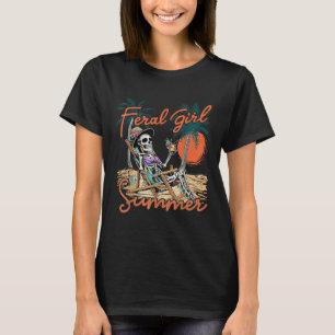 Wilde Mädchen Sommer Lustiges Meme Skelett Hawaii  T-Shirt